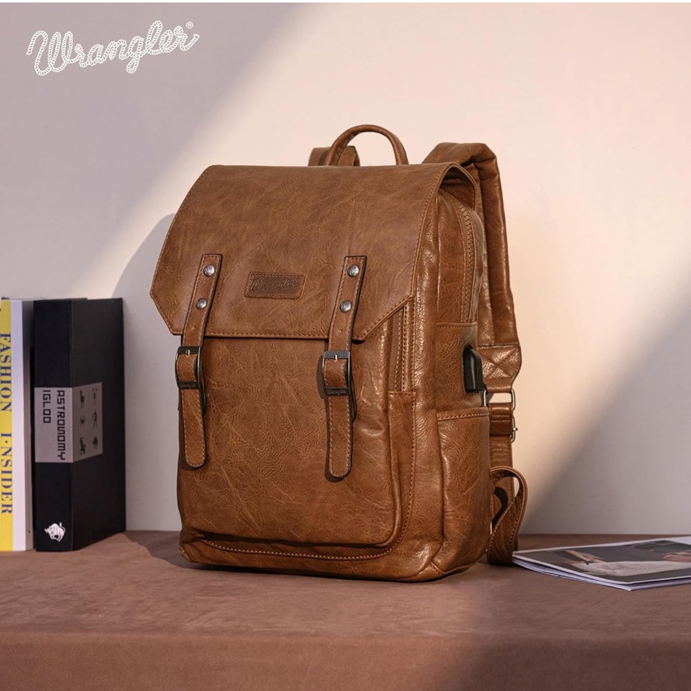 Wrangler Brown Leather Backpack